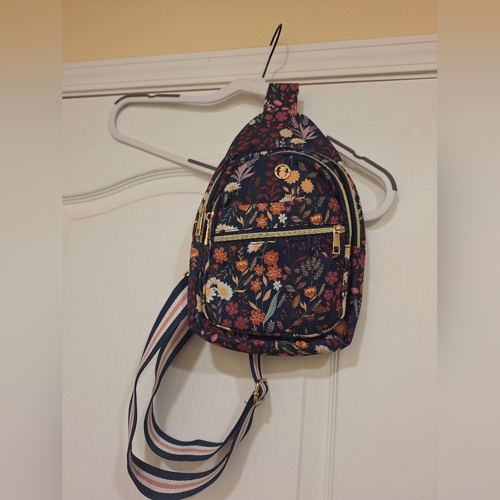 Floral Patterned Women's Small Backpack Sling Bag… - image 1